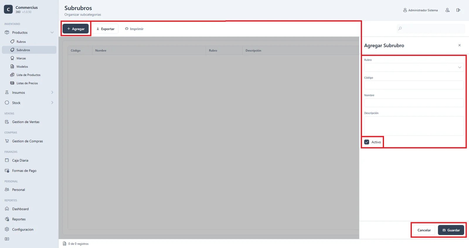 Menu lateral
